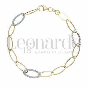 Bracelet femme chaîne ovale bicolore or 18 carats