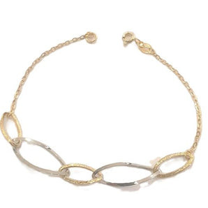 bracciale donna catenina oro giallo e bianco 9kt