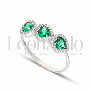 Anello trilogy verde oro bianco