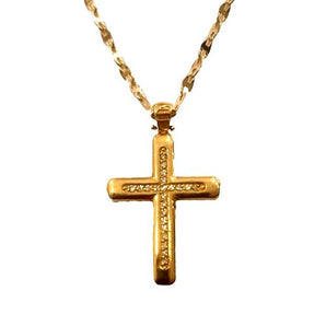 Collier croix diamants or jaune