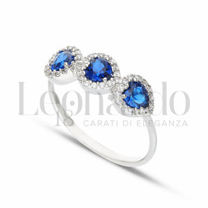 Bague trilogy bleue en or blanc