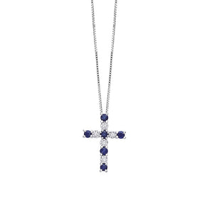 collana croce diamanti zaffiri