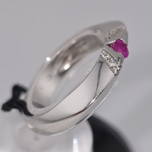 Anello rubino e diamanti oro bianco
