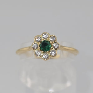 Anello fiore zirconato oro giallo