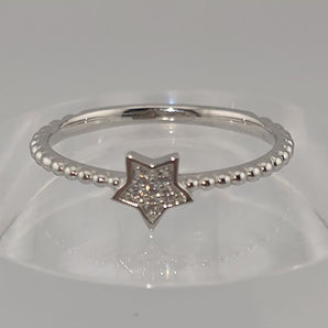 Anello stella zirconi oro bianco