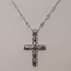 Collana uomo con croce diamanti oro bianco
