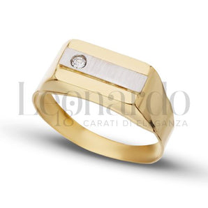 Anello da Uomo stampato Oro Giallo e Oro Bianco