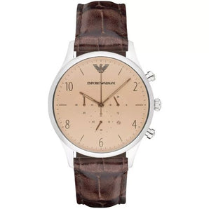 Emporio armani orologio in pelle marrone uomo ar1878