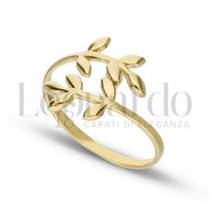 anello foglia di alloro oro giallo