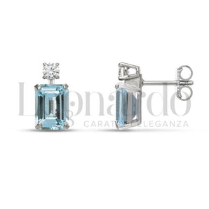 Orecchini topazio azzurro oro bianco