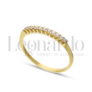 Anello veretta 11 zirconi Oro Giallo