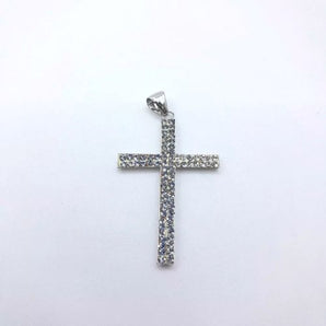 Ciondolo croce zirconata oro bianco