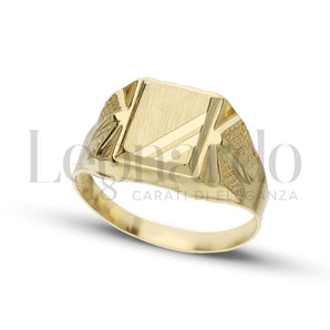 Anello a scudo da Uomo stampato Oro Giallo