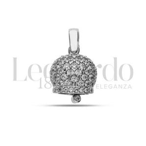 Pendentif clochette en or blanc avec zircone
