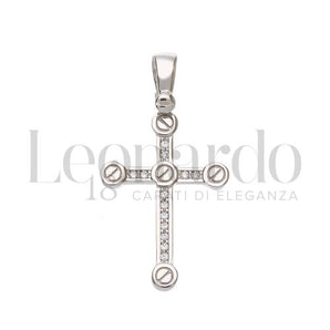 Croix homme zirconium or blanc