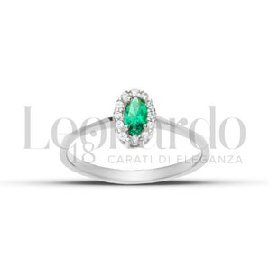 Solitärring mit grünem Zirkon und Weißgold