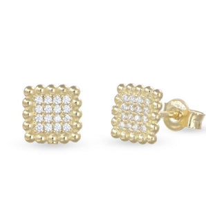 Orecchini rombo pavè oro giallo 9kt