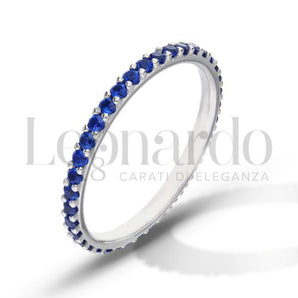 Anello veretta blu in Oro Bianco