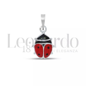 Ciondolo coccinella oro bianco