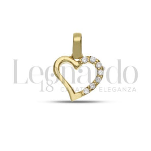 pendente cuore zirconato oro giallo