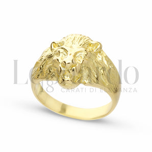 Anello testa di leone oro giallo
