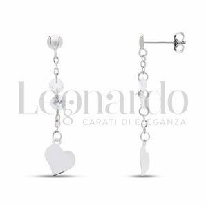 orecchini cuore e swarovsky oro bianco