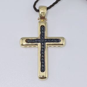 Croce diamanti neri oro giallo