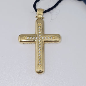 Kreuzanhänger, Gelbgold, Diamanten
