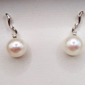 orecchini perle e diamanti oro bianco