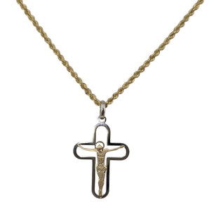 Collana crocifisso oro bicolore