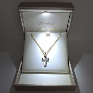 Collana croce uomo oro bicolore