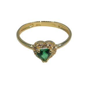 Anello cuore pietra verde oro giallo