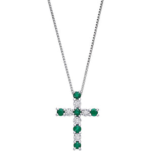 collana croce smeraldi diamanti