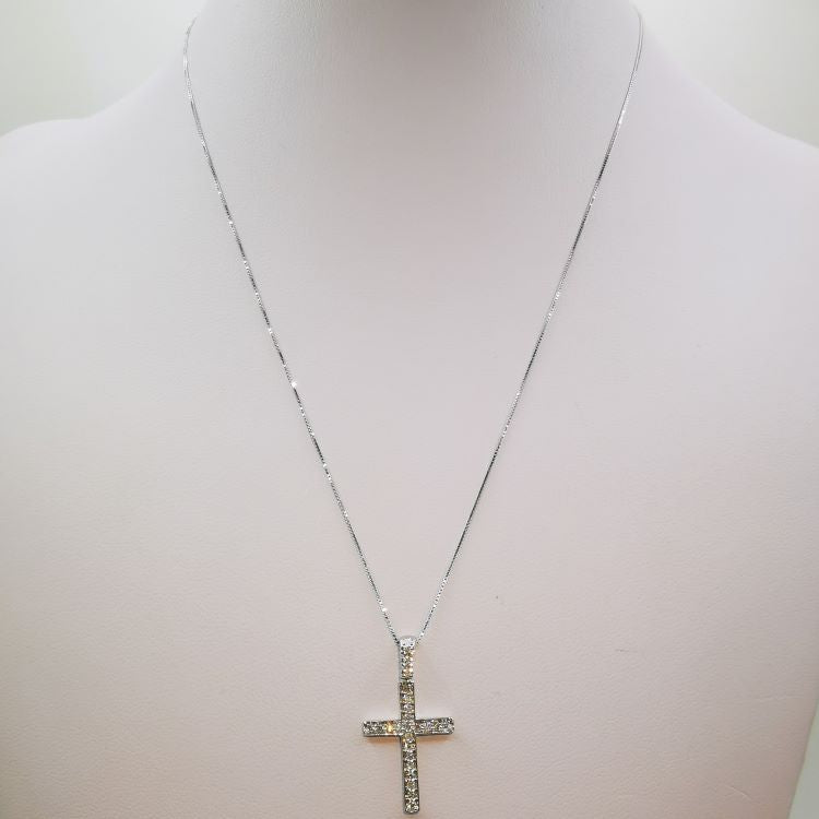 Collana Croce Donna Con Diamante Artificiale - Oro, Argento O Rosa - Gioiello Bigiotteria Elegante - Foto 6