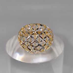 Zweifarbiger, durchbrochener Goldbandring