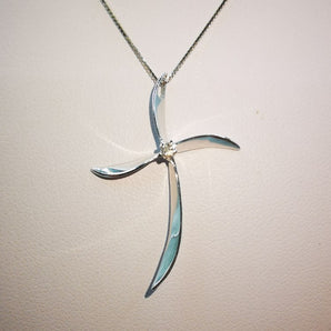 Collana croce con diamante oro bianco - Gioielleria Angela 